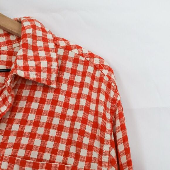 The North Face Men's Orange and White Gingham Button Down Shirt - Large - Picture 2 of 7